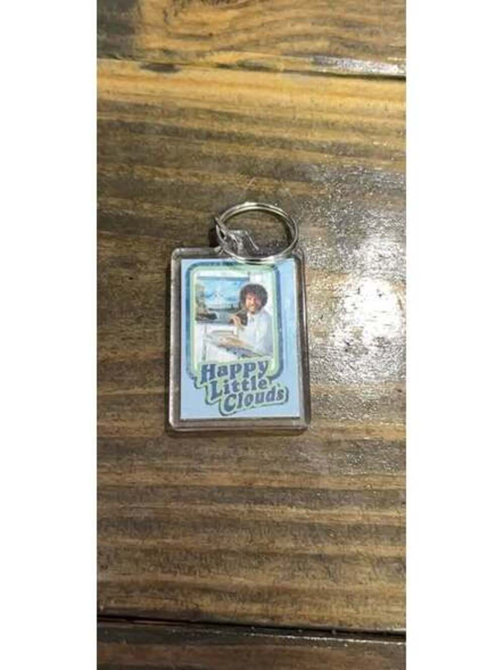 Bob Ross Happy Little Clouds Keychain